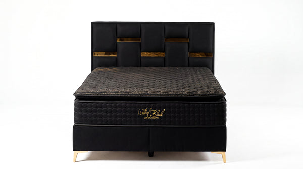 Waldorf Black Çift Kişilik Yatak Baza Başlık Seti