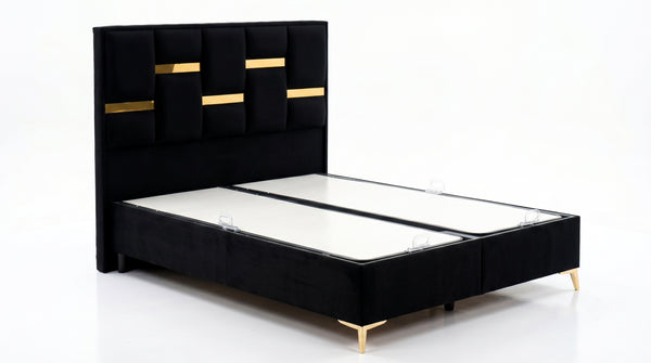 Waldorf Black Çift Kişilik Yatak Baza Başlık Seti