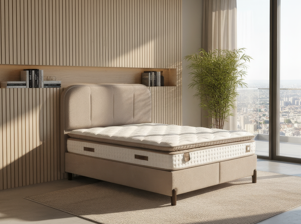 Bamboo Bohem Çift Kişilik Yatak Baza Başlık Seti