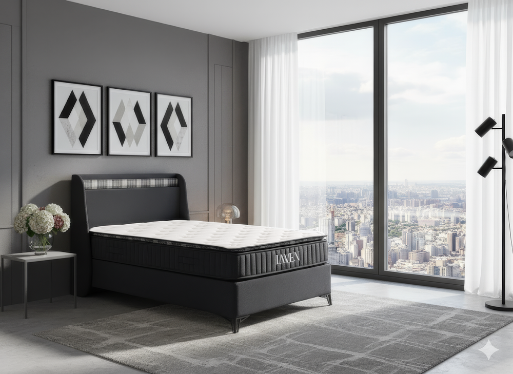 Laven Tek Kişilik Yatak Baza Başlık Seti