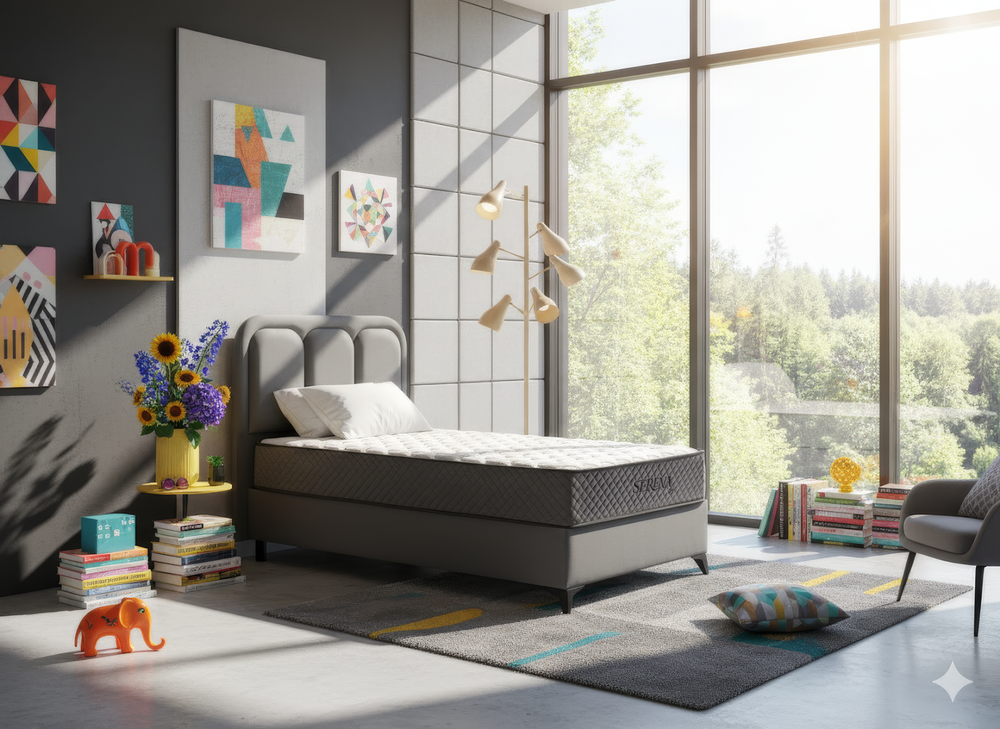 Serena Bio Tek Kişilik Yatak Baza Başlık Seti